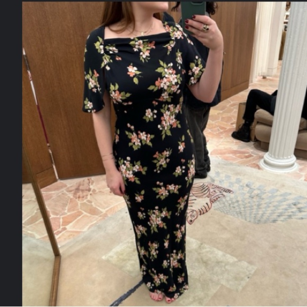 Reformation Lassie Daphne Midi Floral Open Back Maxi Dress Black Size 2 - Picture 3 of 10